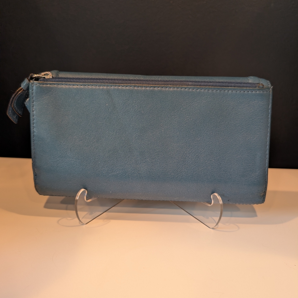 Coach Blue Leather Wallet with Gold Accents - Picture 2 of 13